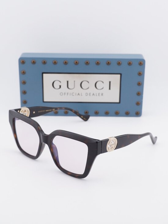 Gucci GG1023S 006 Cat Eye Sunglasses - Dark Havana\\ Pink Photocromic main image 8